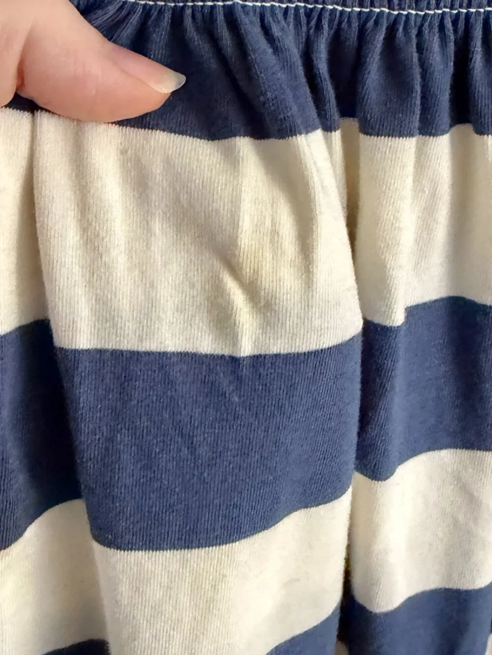 Matilda Jane Cotton Blue White Striped Floral Hem Dress Size 10